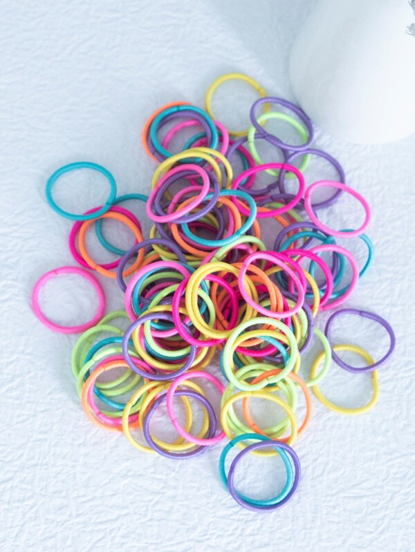 100pcs/Pack Colorful Hair Ties/Bands For Girls, Elastic Hair Accessories