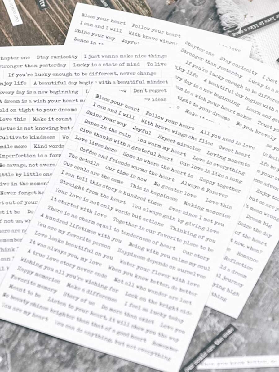 528Pcs Slogan Design Scrapbooking Stickers, Journal Decoration Stickers