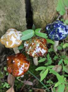 4入組陶瓷仿真蘑菇裝飾品戶外花園工藝品雕像毒菌模型盆景裝飾傢居庭院草坪裝飾 - 彩色 - 查看 8