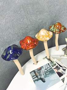 4入組陶瓷仿真蘑菇裝飾品戶外花園工藝品雕像毒菌模型盆景裝飾傢居庭院草坪裝飾 - 彩色 - 查看 2