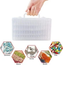 Hộp đựng hạt 64 ô cho vật liệu tự làm, Kính tinh tế & đơn giản Nhiều ngăn Hộp đựng đồ trang sức - trắng - Xem 5