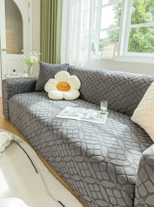 1 pezzo Copridivano slouchy elastico generale quattro stagioni in tinta unita jacquard, copri-divano a forma di L adatto a divani da 1-4 posti, stile semplice anti-scivolo e resistente a sporco e animali domestici, comprende federa cuscino. - Grigio Scuro - Visualizzare 6