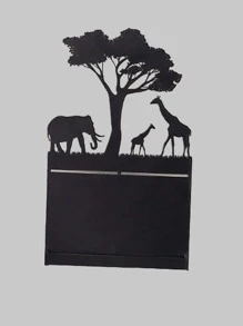 QYeah 1pc Metal Candle Holder With Elephant And Giraffe Design, Creative Table Decoration For Romantic Candlelight Dinner In Restaurant - Black - View 3