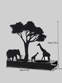 QYeah 1pc Metal Candle Holder With Elephant And Giraffe Design, Creative Table Decoration For Romantic Candlelight Dinner In Restaurant - Black - View 4