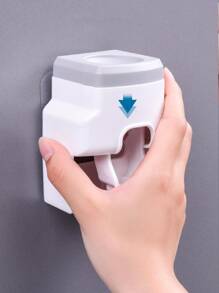 1pc Toothbrush holder with Toothpaste dispenser Wall Mounted Bathroom - Toothpaste squeezer - Bathroom Storage Box Storage Accessories set