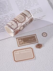1入組復古標籤風格DIY裝飾膠帶和貼紙集適用於日誌 - 彩色 - 查看 1