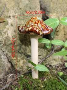 4入組陶瓷仿真蘑菇裝飾品戶外花園工藝品雕像毒菌模型盆景裝飾傢居庭院草坪裝飾 - 彩色 - 查看 3