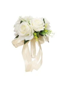 花朵裝飾婚禮花束 - 白色 - 查看 3