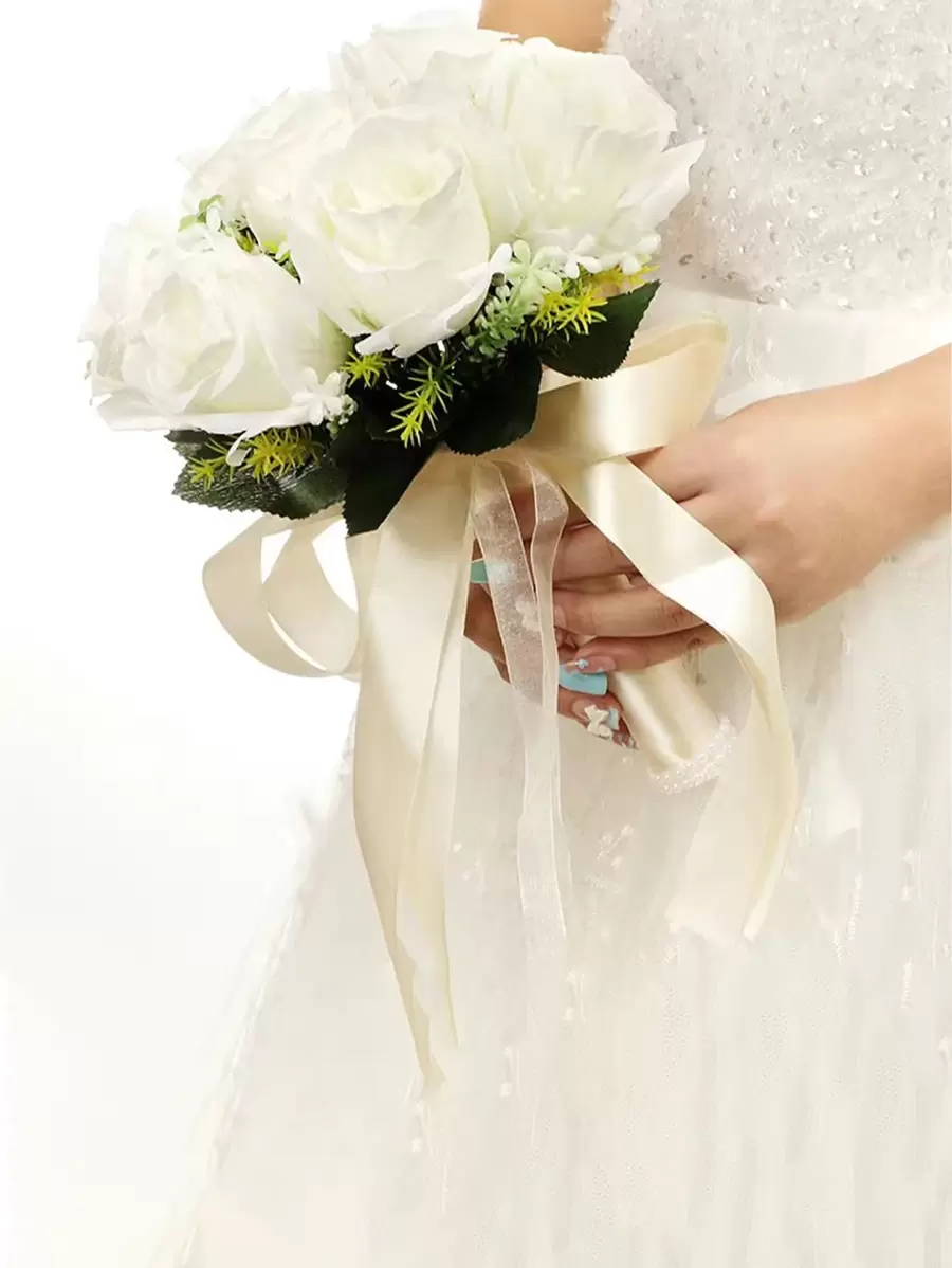 花朵裝飾婚禮花束 - 白色 - 查看 1