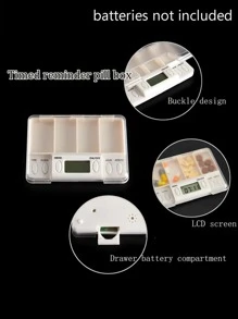 4 lưới Hộp Đựng Thuốc Hộp Bảo Quản Điện Tử Nhắc Nhở Thời Gian Hộp Thuốc Viên Thuốc Tổ Chức Hộp Đựng Thuốc - trắng - Xem 3