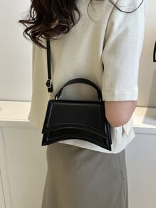 Túi xách mini lật màu trơn thời trang - màu đen - Xem 3