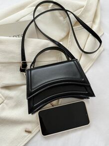 Túi xách mini lật màu trơn thời trang - màu đen - Xem 5