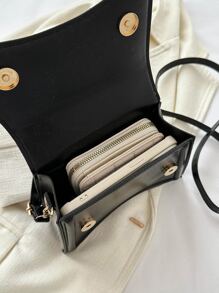 Túi xách mini lật màu trơn thời trang - màu đen - Xem 6