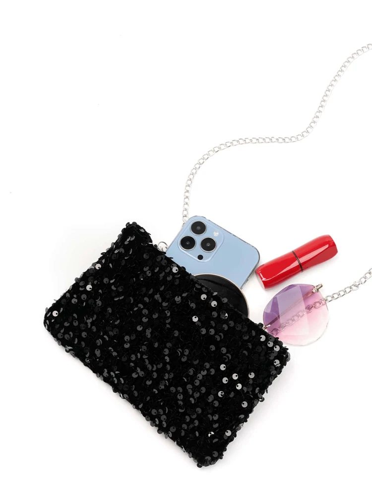 Glitter Bling,Shiny Glamorous,Elegant,Exquisite Black Sparkling Decoration Square Crossbody Bag For Party, Dinner, Club Dinner Bag,Evening Bag For Party Girl,Woman,For Female Perfect For Party,Wedding,Prom,Dinner/Banquet, Best Gift For Women