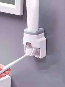 1pc Toothbrush holder with Toothpaste dispenser Wall Mounted Bathroom - Toothpaste squeezer - Bathroom Storage Box Storage Accessories set