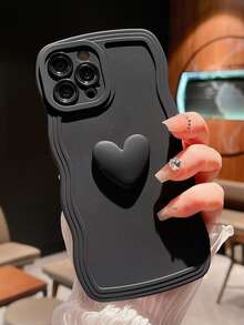 Vỏ điện thoại trang trí trái tim - màu đen - Xem 2