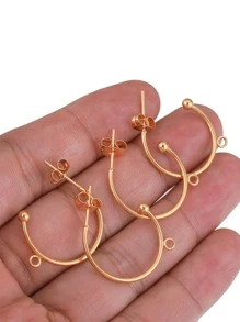 10入組不銹鋼15/20/25毫米帶環C耳環耳釘耳環DIY珠寶配件耳環 - 金黃色 - 查看 5