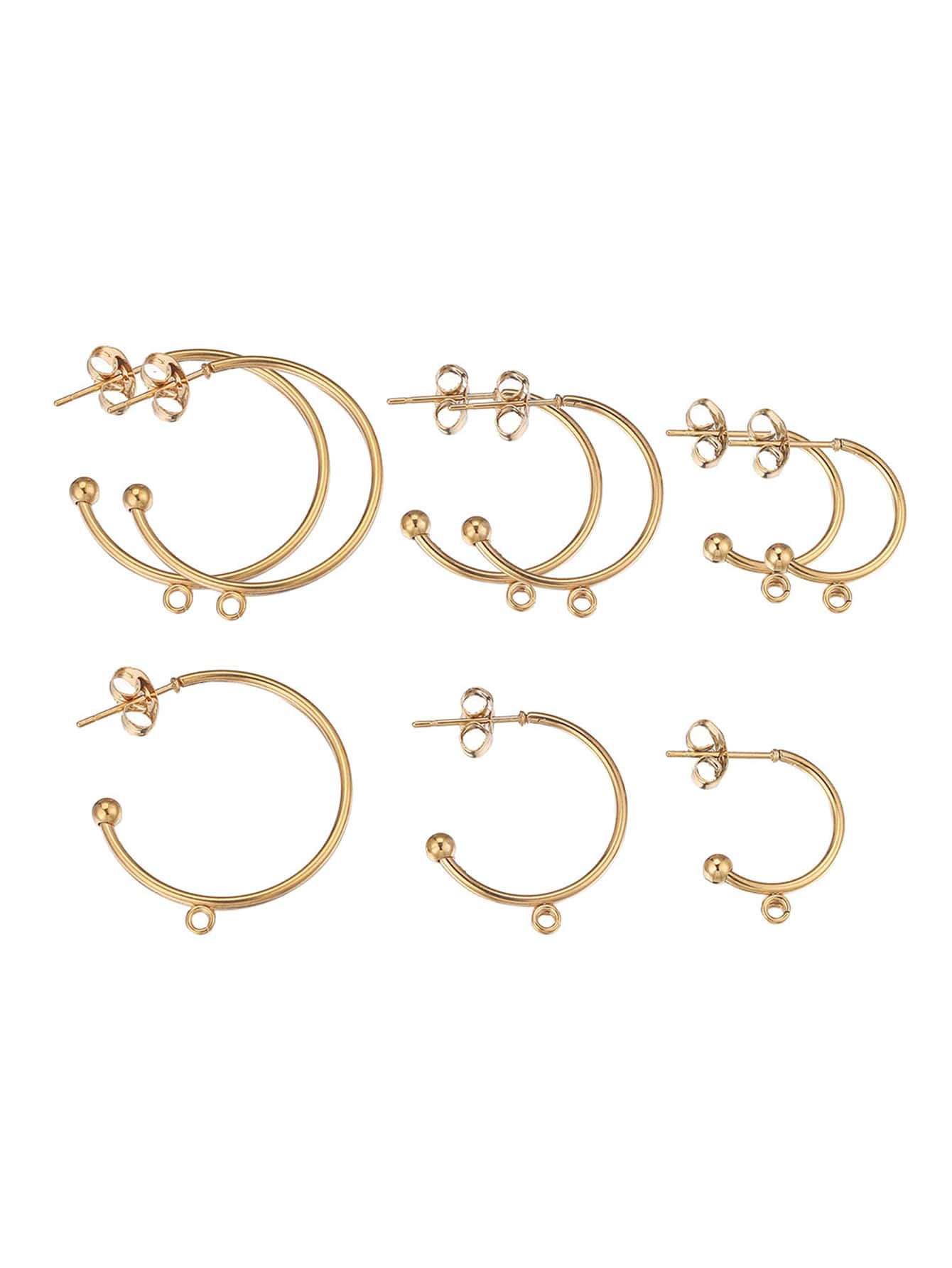 10入組不銹鋼15/20/25毫米帶環C耳環耳釘耳環DIY珠寶配件耳環