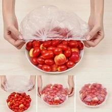 100 Pièces/1 Paquet Sac Jetable En Plastique Étirable Pour La Préservation Des Aliments, Couverture De Stockage Et D'emballage, Sac Élastique, Convient Pour Les Cuisines Et Les Sites De Pique-nique En Plein Air