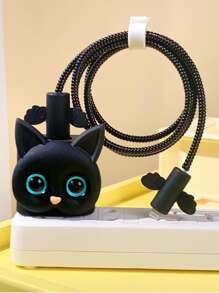 1pc Case Compatible With Apple 18/20w Charger US Standard Protective Case Cute Carton Cat Compatible With Iphone 13/14/15/16 Data Cable Protection Cable Protector, Charger Protector