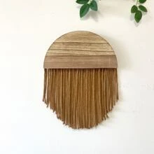 現代簡約流蘇掛毯波西米亞民宿客廳背景牆裝飾DIY製作半圓形掛毯 - 紫紅色 - 查看 1
