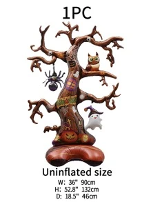 1入組萬聖節派對場景裝飾用品鬼樹鋁膜小氣球附底座