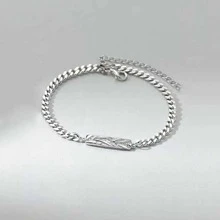1pc Creative Leaf Design Bracelet For Men , Fashionable Jewelry Accessory For Engagement , Wedding , Holiday , Personalized Gift , Silver-plated Copper Material - daun - View 8
