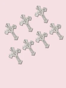 镶嵌水钻美甲饰品 5 件 3D 合金金属指甲水钻 DIY 美甲配件 美甲宝石 美甲用品 - 銀色 - 查看 2