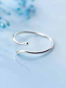 1 Máy Tính Thời Trang S925 Bạc Đơn Giản Và Nhẹ Nhàng Phong Cách Bóng Thiết Kế Đường Mở Kết Thúc Có Thể Điều Chỉnh Cho Nữ Trang Sức quà Tặng - Bạc - Xem 5