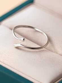 1 Máy Tính Thời Trang S925 Bạc Đơn Giản Và Nhẹ Nhàng Phong Cách Bóng Thiết Kế Đường Mở Kết Thúc Có Thể Điều Chỉnh Cho Nữ Trang Sức quà Tặng - Bạc - Xem 2