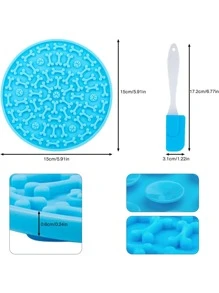 帶刮刀寵物沐浴分心墊，吸盤式慢速餵食器舔墊，由矽膠製成，適用於狗