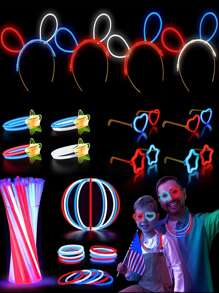 100 piezas/set palo de brillo fluorescente de fiesta DIY verde, collar de neón de brillo duradero no comestible, accesorios de ambiente de evento - Verde - Ver 2