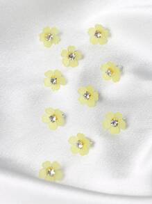 10个珍珠花朵发夹，辫子发夹，女士发饰，婚礼珍珠花朵发夹，适合夏季、海滩、度假、发饰，花卉配饰 - 黃色 - 查看 2