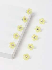 10个珍珠花朵发夹，辫子发夹，女士发饰，婚礼珍珠花朵发夹，适合夏季、海滩、度假、发饰，花卉配饰 - 黃色 - 查看 3