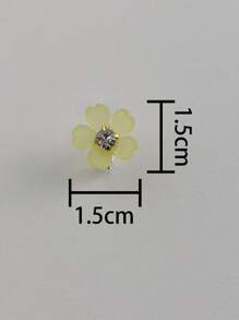 10个珍珠花朵发夹，辫子发夹，女士发饰，婚礼珍珠花朵发夹，适合夏季、海滩、度假、发饰，花卉配饰 - 黃色 - 查看 5