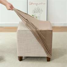 1PC Square Ottoman Cover Elastic Velvet Footstool Cover 360 Degree All-Inclusive Chair Covers Protector For Living Room Slipcover - Camel - View 8
