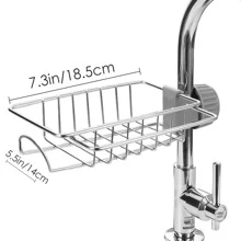 1入組廚房龍頭架海綿架水槽茶罐收納懸掛茶罐排水器架不銹鋼收納架適用於海綿,肥皂,刷,毛巾浴室淋浴茶罐架子適用於洗髮水 - 銀色 - 查看 3