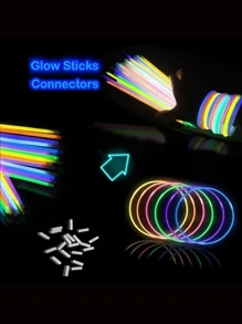 100 piezas/set palo de brillo fluorescente de fiesta DIY verde, collar de neón de brillo duradero no comestible, accesorios de ambiente de evento - Verde - Ver 4