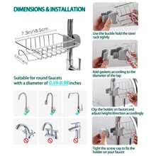 1入組廚房龍頭架海綿架水槽茶罐收納懸掛茶罐排水器架不銹鋼收納架適用於海綿,肥皂,刷,毛巾浴室淋浴茶罐架子適用於洗髮水 - 銀色 - 查看 6