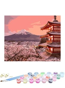 DIY數字油畫不附框架,山水手繪充滿顏色,8入組 - 彩色 - 查看 1