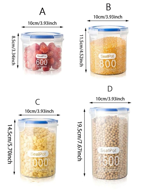1pc transparent PP food storage box, grain storage box, plastic grain