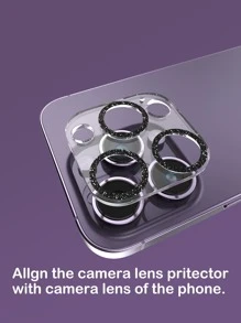 1片黑色亮片一體式3D鏡頭保護膜 - 黑色 - 查看 4