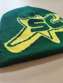 Mũ len họa tiết chữ cái - Màu xanh lá cây đậm - Xem 2