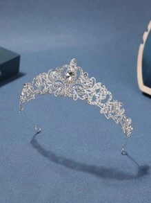 1pc Girl's Luxury Rhinestone Princess Crown Headband For Teen - Silver - View 2