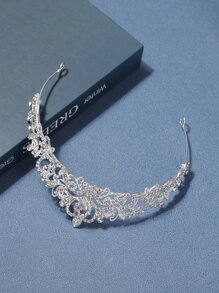 1pc Girl's Luxury Rhinestone Princess Crown Headband For Teen - Silver - View 4