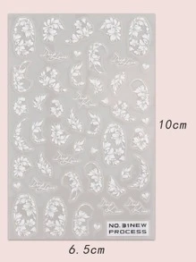 4入組白色蕾絲花婚紗美甲貼紙 DIY - 彩色 - 查看 3