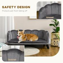 PawHut Velvet Large Dog Couch with Foam Cushioning, Soft and Cute Dog Bed with Pearl Design, Dog Sofa for Big and Medium Dogs, Charcoal Grey - 灰色 - 查看 5