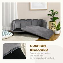 PawHut Velvet Large Dog Couch with Foam Cushioning, Soft and Cute Dog Bed with Pearl Design, Dog Sofa for Big and Medium Dogs, Charcoal Grey - 灰色 - 查看 7
