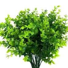 6 cái/bộ 35cm/13.77in Bạch đàn Nhân tạo Thực vật Với 7 Chi nhánh , Bạch đàn nhựa Lá Bó , Thích hợp Cho đám cưới , Sân vườn , Văn phòng , Ban công Và Nhà  Đồ trang trí - xanh quân đội - Xem 4