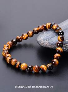 1入組自然虎眼串珠手鏈,手工瑜伽活力手環,時尚休閒首飾類禮品 - 棕色 - 查看 6